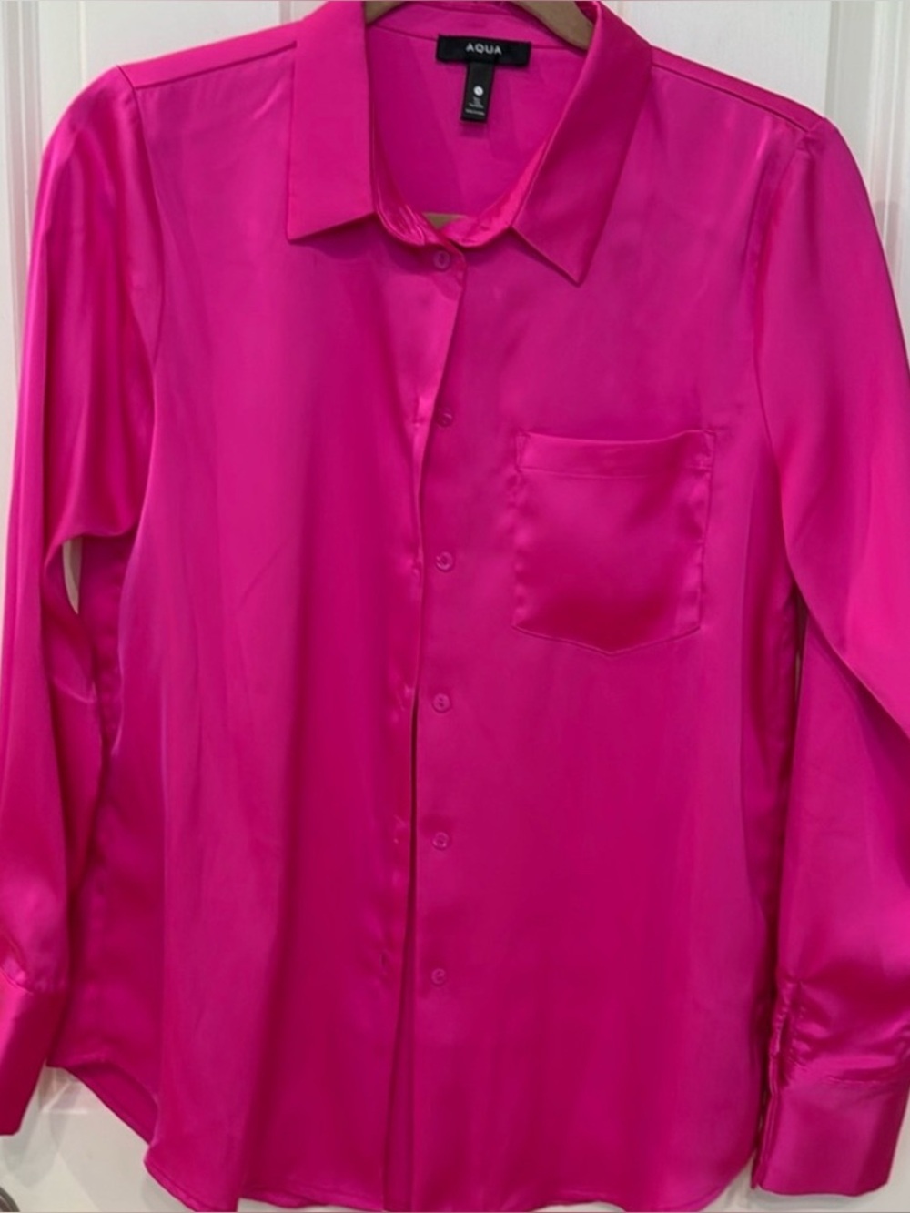 Aqua hot pink satin blouse size small